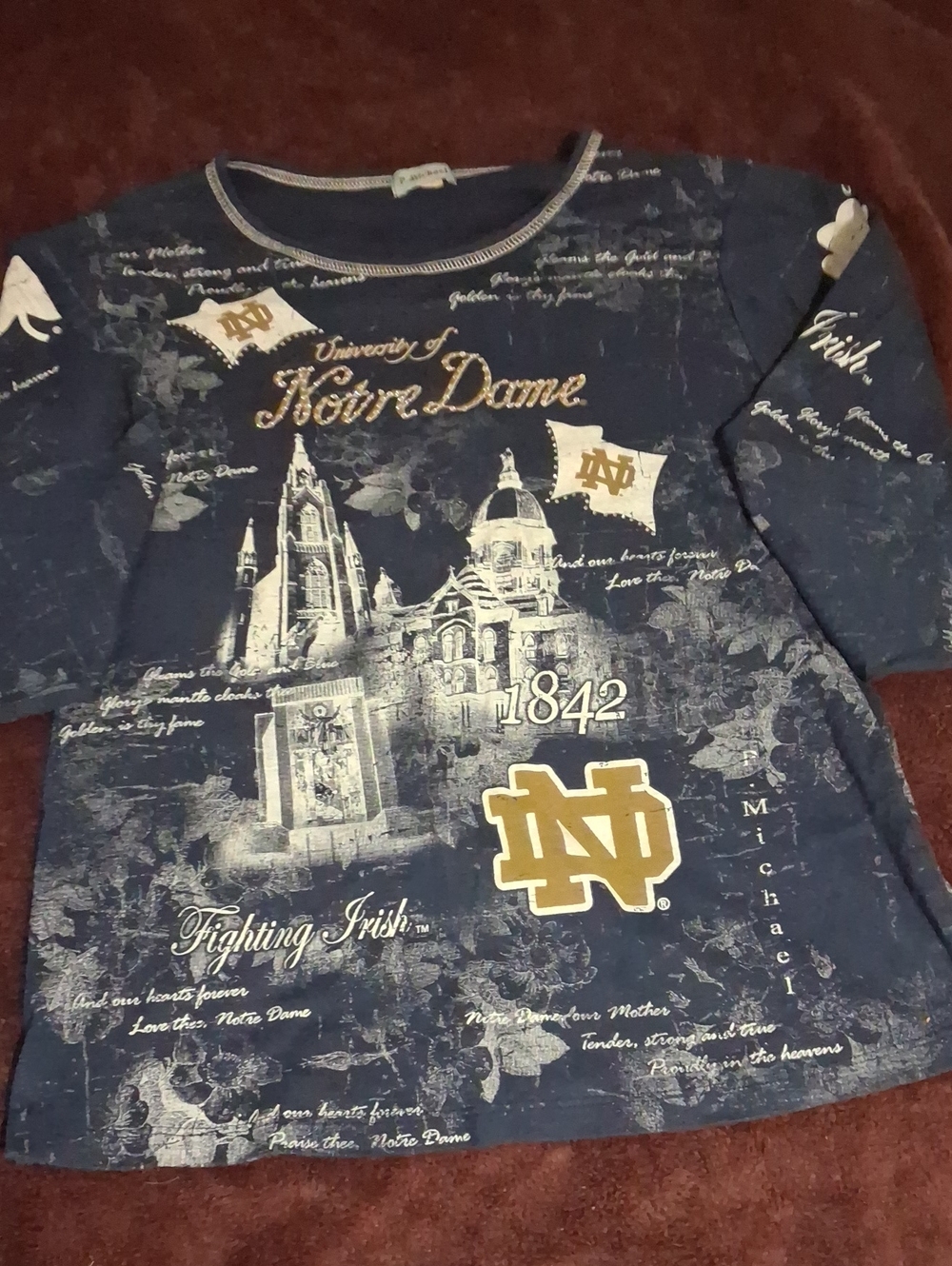 University of Notre Dame Women's Navy Blue Graphic Top